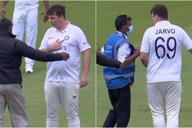 இந்திய ஜெர்சி அணிந்து.. அத்துமீறி நுழைந்து அலப்பறை - விழுந்து சிரித்த இந்திய வீரர்கள்